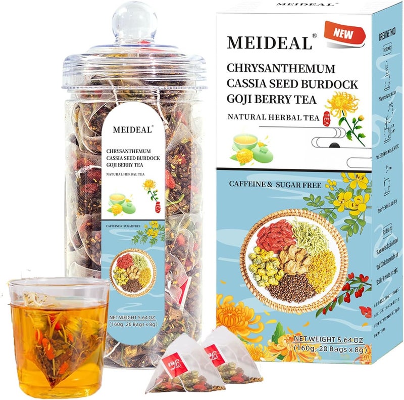 Meideal Chrysanthemum Cassia Seed & Burdock Goji Berry Tea - 20 Count Herbal Tea Bags - Image 1